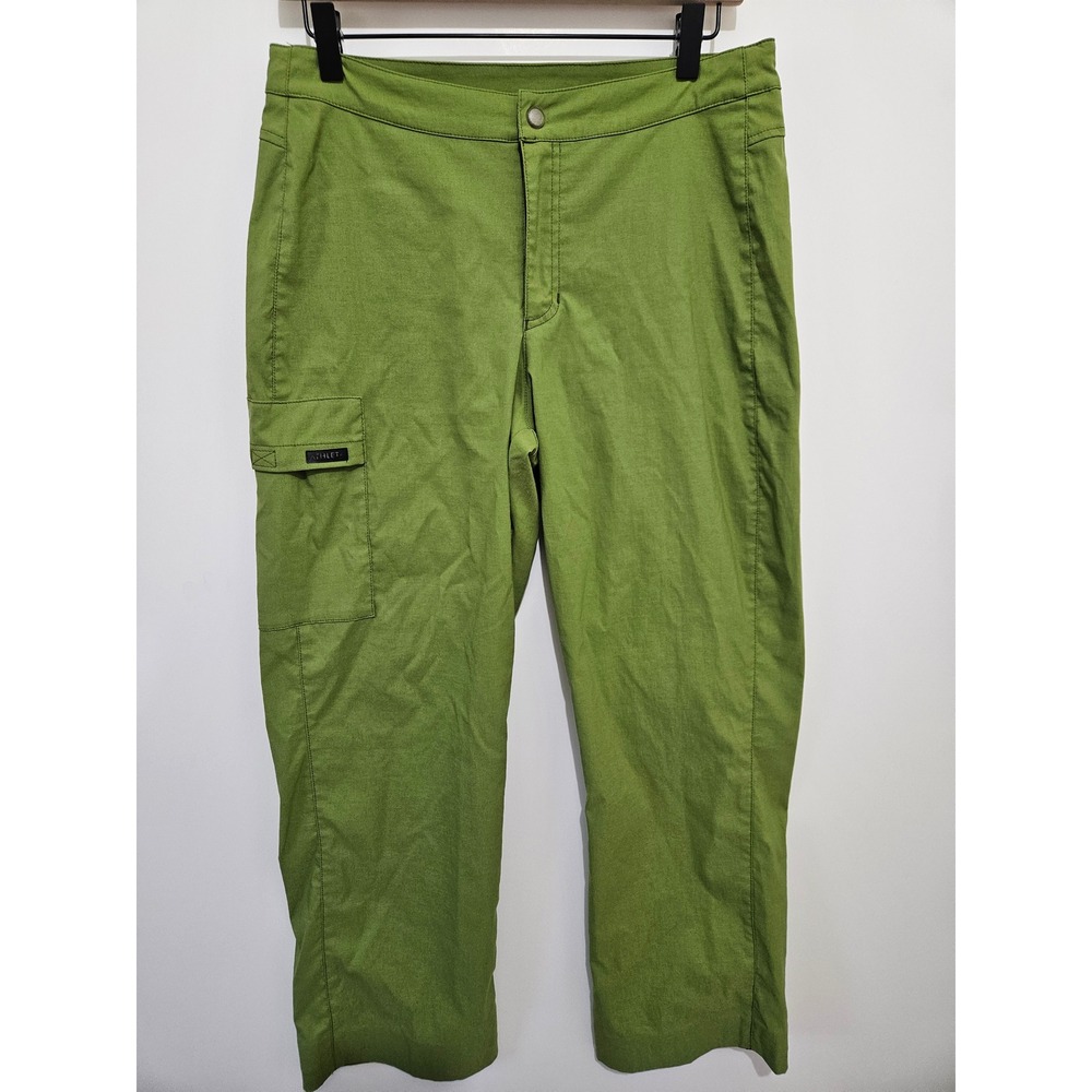 Athleta Green Cargo Pants Womens Medium Straight Leg Hiking Outdoor Made USA